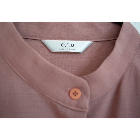 OFB Korea Mauve Button-Up Dress Half-Sleeve Pleated Dress with Pockets - Picture 5 of 7
